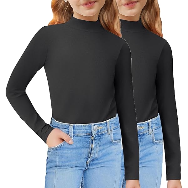 Amazon.com: Floerns Girls Solid Turtle Neck Long Sleeve Rib Knit